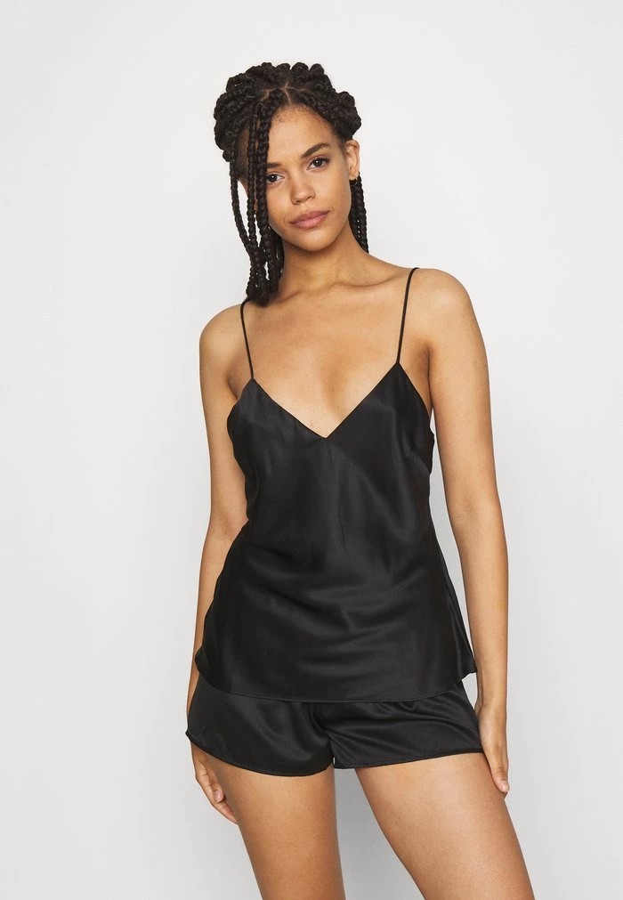 Vêtement De Nuit ANNA FIELD Anna Field Simple Satin Short Set Noir Femme | PRU-0763974